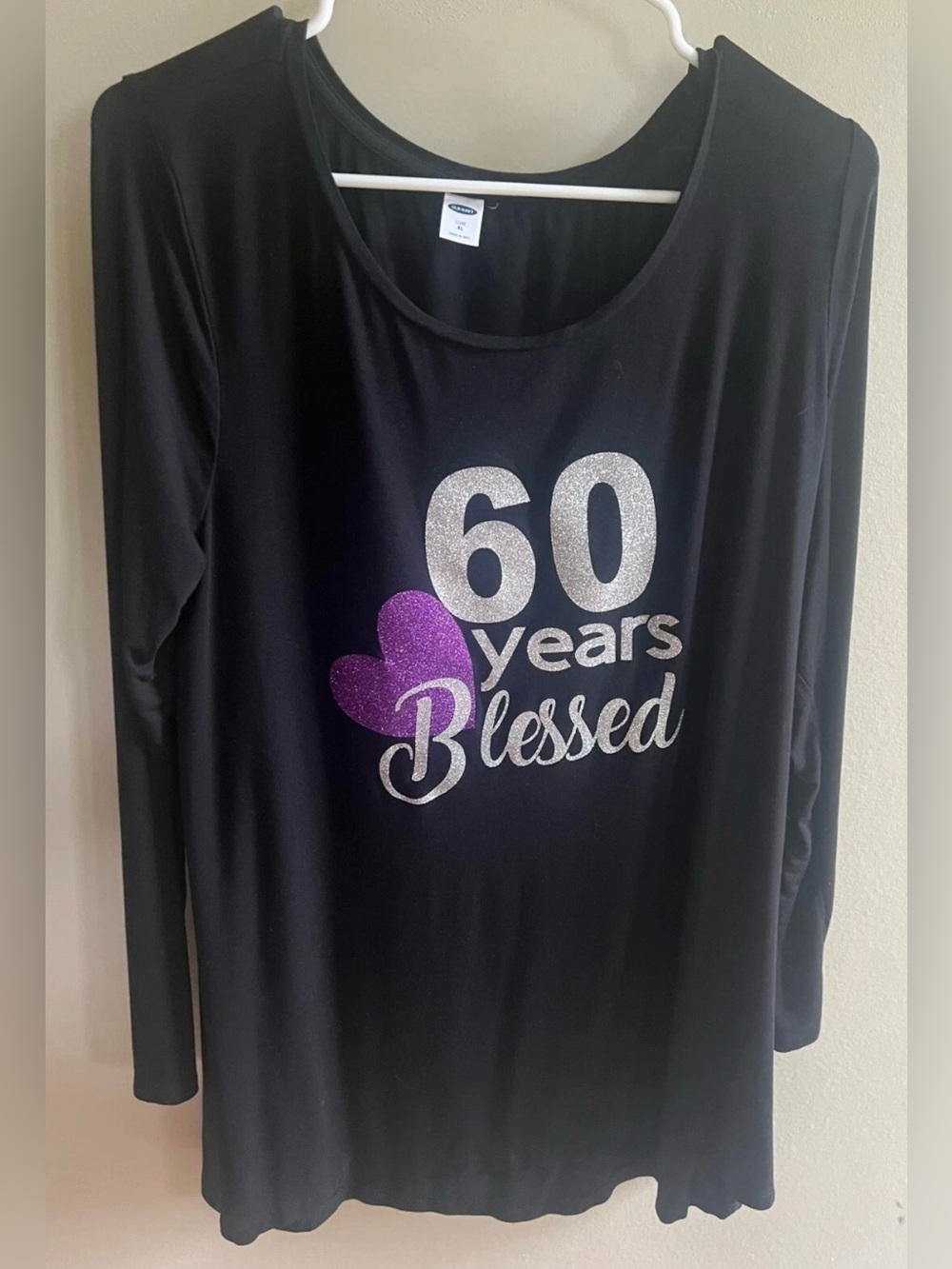 60 Years Blessed Women's Black Graphic Long Sleeve Top Old Navy